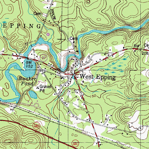 Topographic Map of West Epping, NH