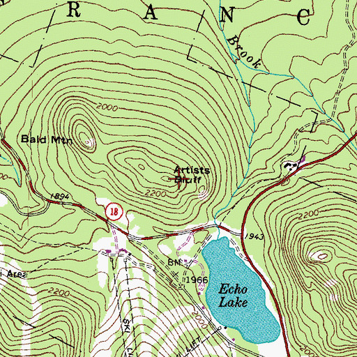 Topographic Map of Artists Bluff, NH