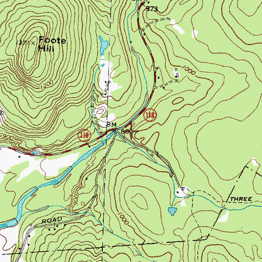 Topographic Map of Batchelder Brook, NH