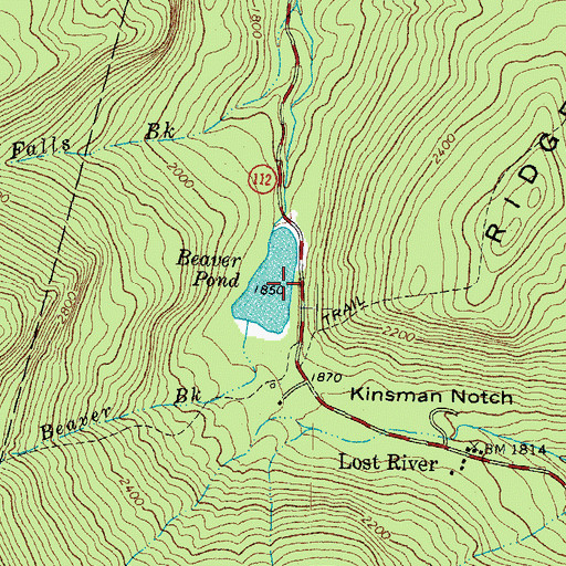 Topographic Map of Beaver Pond, NH
