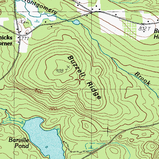 Topographic Map of Buzzell Ridge, NH