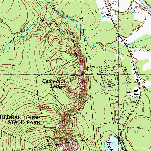 Topographic Map of Cathedral Ledge, NH