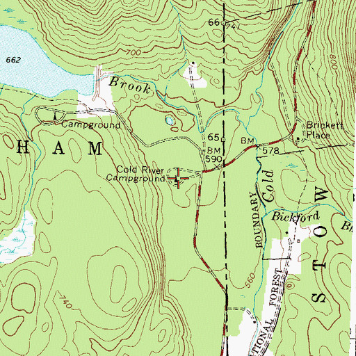 Topographic Map of Cold River Campground, NH