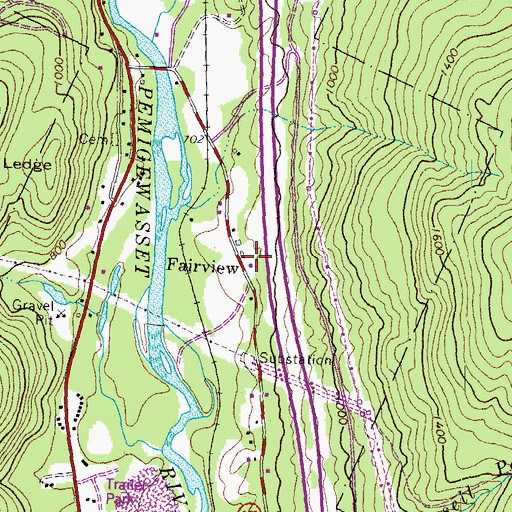 Topographic Map of Fairview, NH