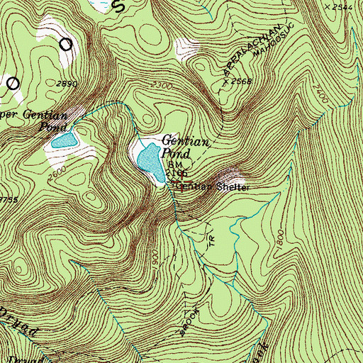 Topographic Map of Gentian Shelter, NH