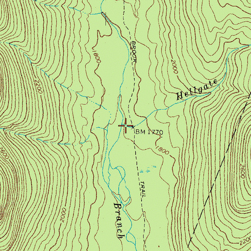 Topographic Map of Hellgate Brook, NH