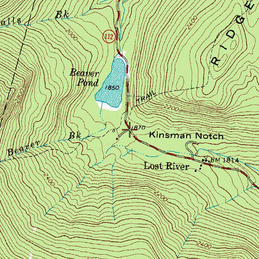 Topographic Map of Kinsman Notch, NH