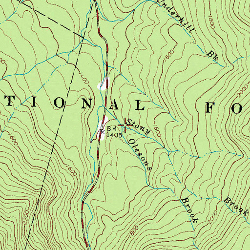 Topographic Map of Olesons Brook, NH