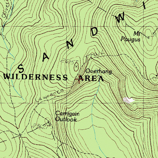 Topographic Map of Overhang, NH
