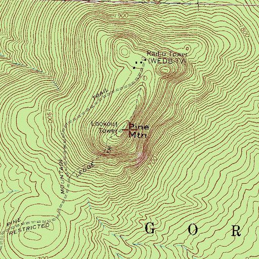Topographic Map of Pine Mountain, NH