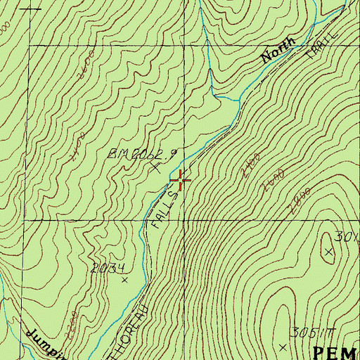 Topographic Map of Thoreau Falls Trail, NH
