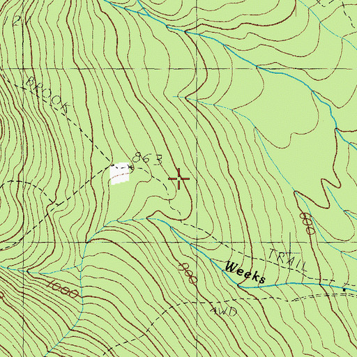Topographic Map of Weeks Brook Trail, NH