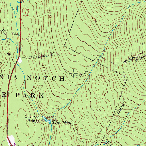 Topographic Map of Whitehouse Trail, NH