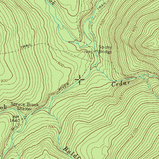 Topographic Map of Wild River Trail, NH