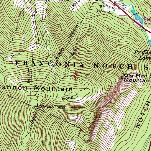 Topographic Map of Coppermine Shelter WMNF, NH