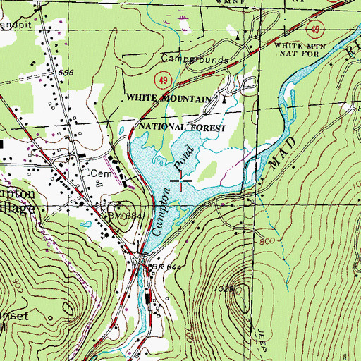 Topographic Map of Campton Pond, NH
