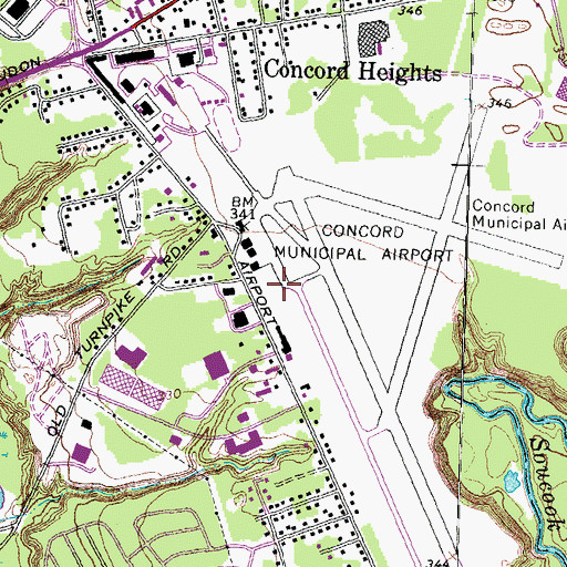 Topographic Map of Concord Municipal Airport, NH