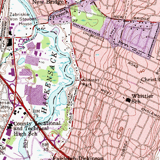 Topographic Map of Andreas Park, NJ
