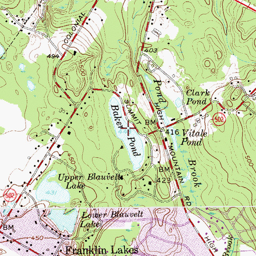 Topographic Map of Baker Pond, NJ