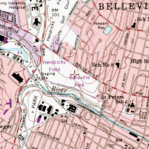 Topographic Map of Belleville Park, NJ