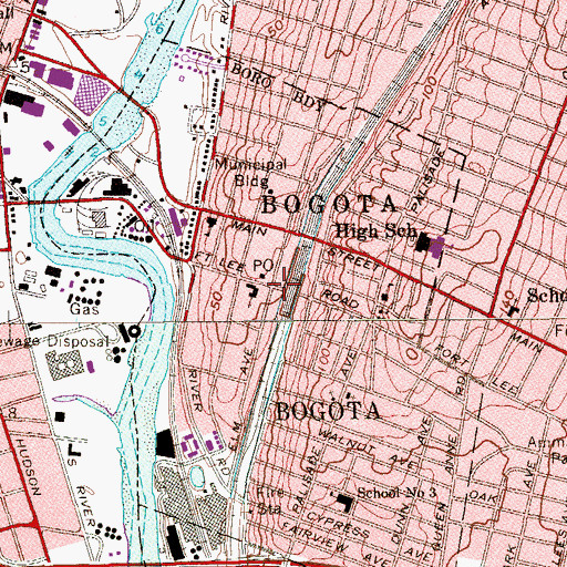 Topographic Map of Bogota, NJ