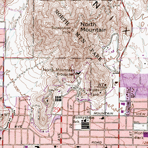 Topographic Map of North Mountain Hospital, AZ