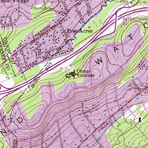Topographic Map of Camp Elsinore, NJ