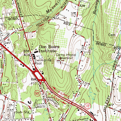 Topographic Map of Camp Hlond Reservoir, NJ