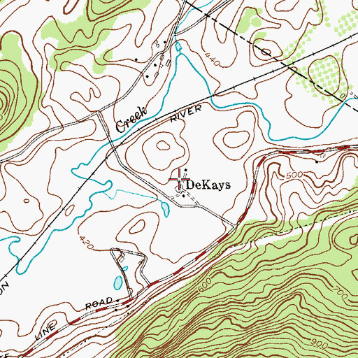 Topographic Map of DeKays, NJ