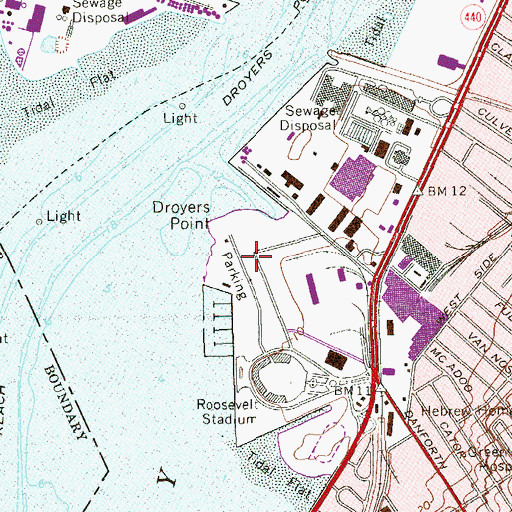 Topographic Map of Droyers Point, NJ