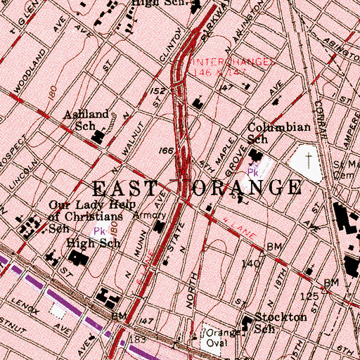 Topographic Map of East Orange, NJ