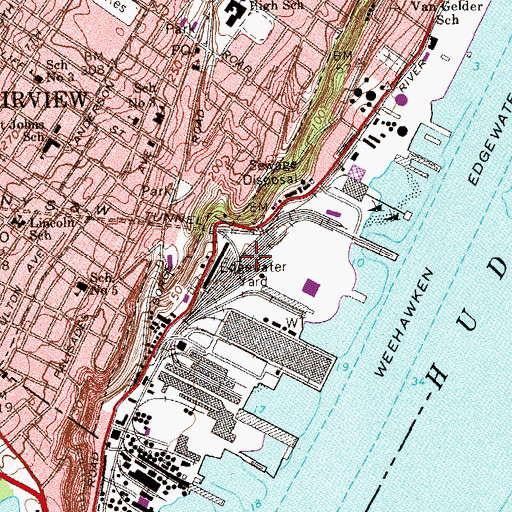 Topographic Map of Edgewater Yard, NJ
