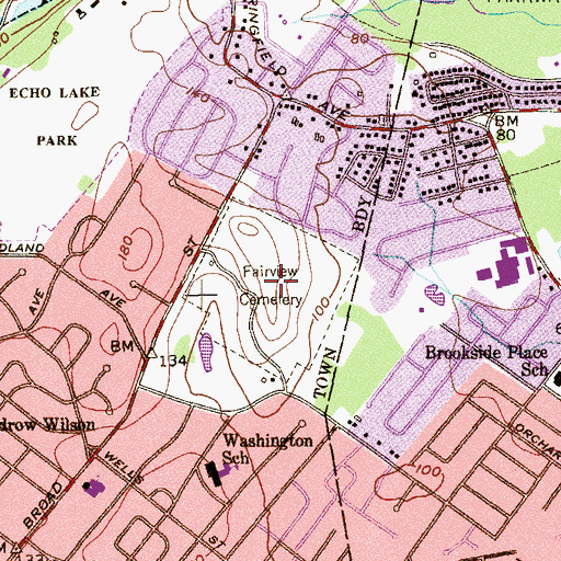Topographic Map of Fairview Cemetery, NJ