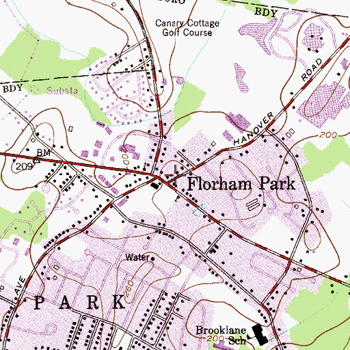 Topographic Map of Florham Park, NJ
