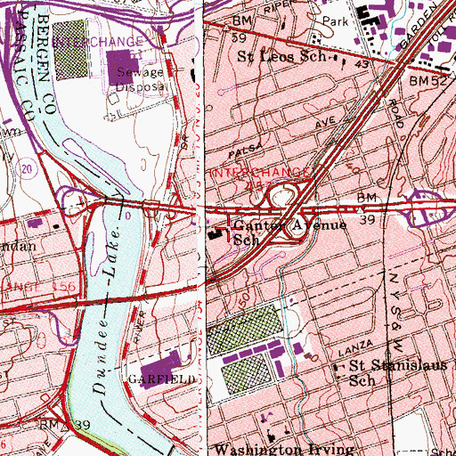 Topographic Map of Ganter Avenue Elementary School, NJ