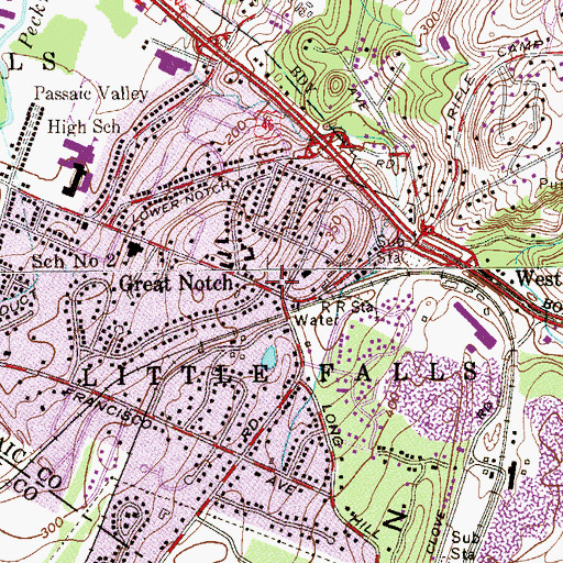 Topographic Map of Great Notch, NJ