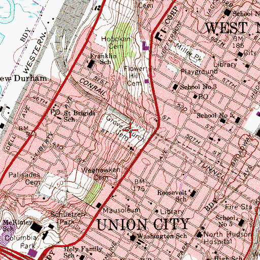 Topographic Map of Grove Church Cemetery, NJ