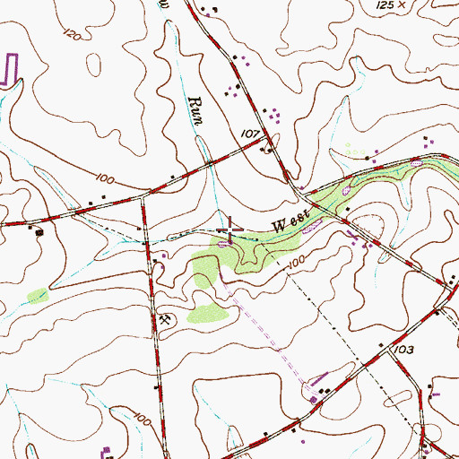 Topographic Map of Harrow Run, NJ
