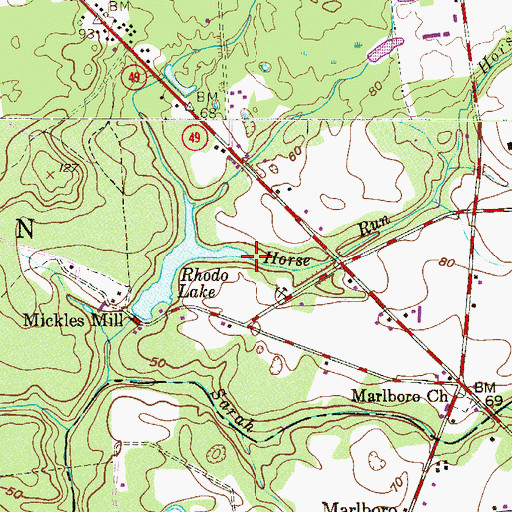 Topographic Map of Horse Run, NJ