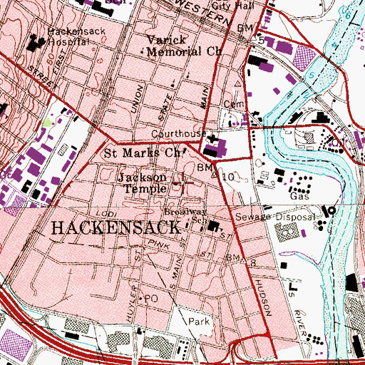 Topographic Map of Jackson Temple, NJ