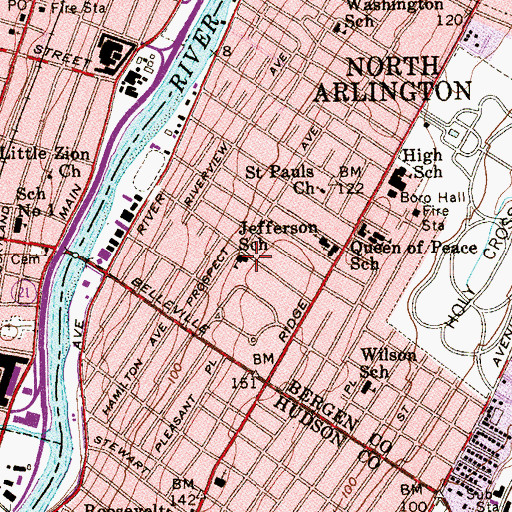 Topographic Map of Jefferson Elementary School, NJ