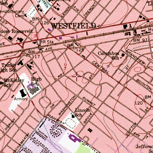 Topographic Map of Lincoln School, NJ