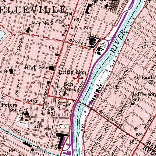 Topographic Map of Little Zion Methodist Church, NJ