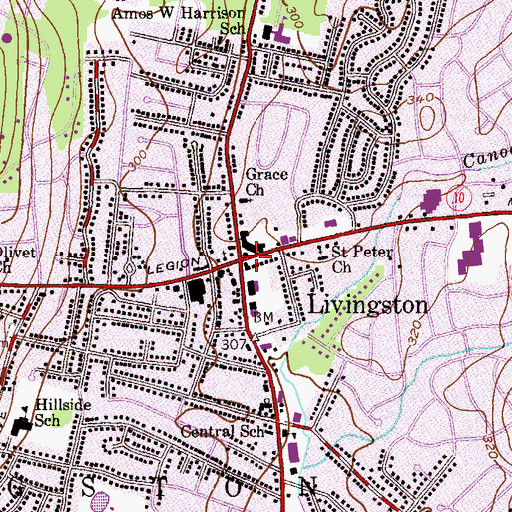 Topographic Map of Livingston, NJ