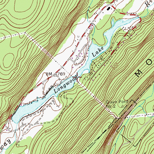 Topographic Map of Longwood Lake, NJ