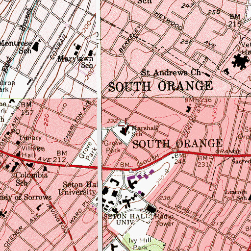 Topographic Map of Marshall Elementary School, NJ