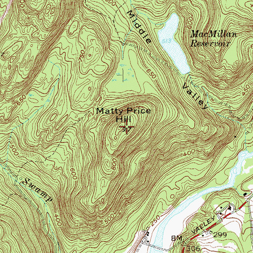 Topographic Map of Matty Price Hill, NJ