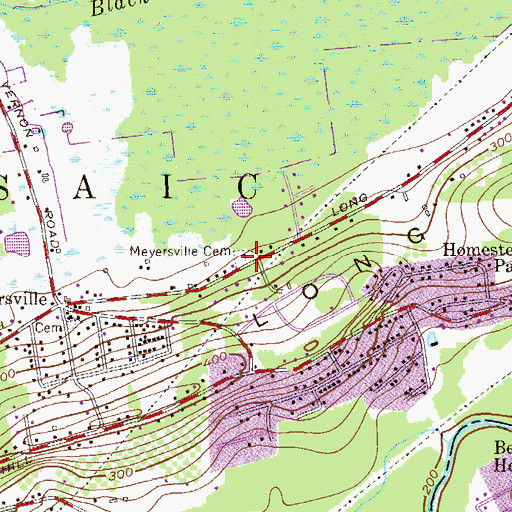 Topographic Map of Meyersville Cemetery, NJ