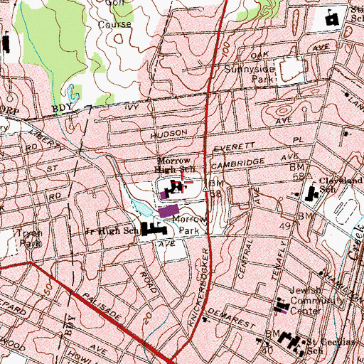 Topographic Map of Dwight Morrow High School, NJ