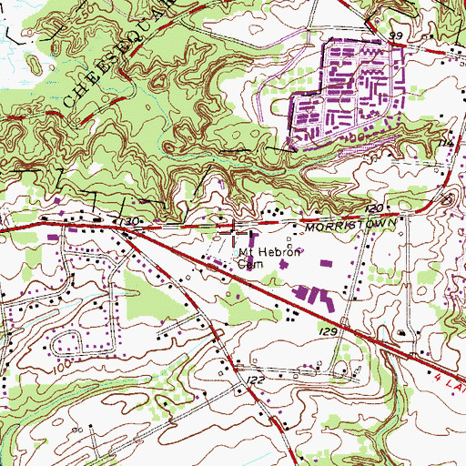 Topographic Map of Mount Hebron Cemetery, NJ